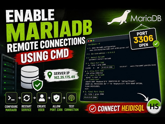 How to Enable MariaDB Remote Connections on Ubuntu VPS & Connect with HeidiSQL (Easy Guide)