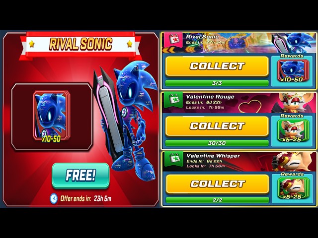 Sonic Forces Speed Battle -Riders Recap: Rival Sonic Event, Bonus Missions Valentine Whisper & Rouge