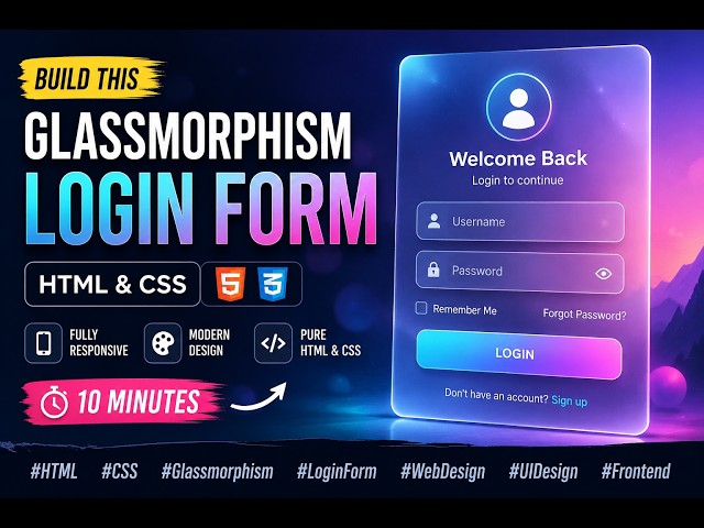 ✨ Glassmorphism Login Form Built Using HTML & CSS Fully Responsive (No JavaScript)
