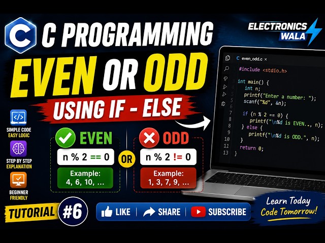Even or Odd Program in C | If-Else Statement | C Programming Tutorial #6