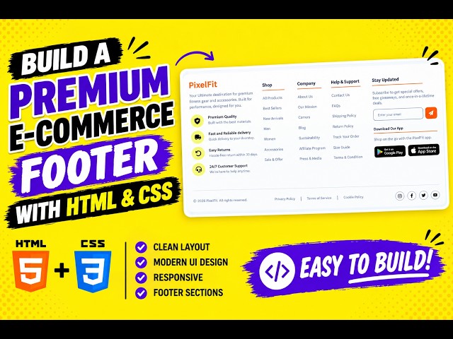 Build a Premium E-Commerce Footer with HTML & CSS