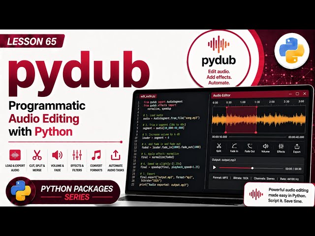 Lesson 65 - pydub: Programmatic Audio Editing | Python Packages Series | Uplatz