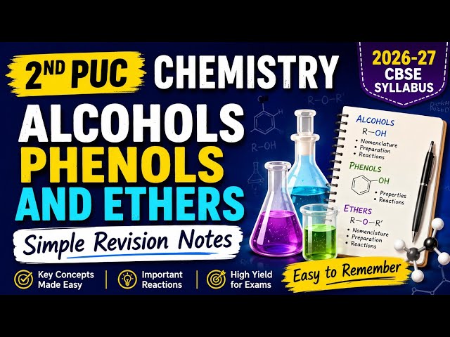 2nd PUC Chemistry Alcohols, Phenols & Ethers Simple Revision Notes 