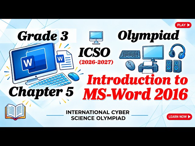 Class 3 || ICSO OLYMPIADS 2026 || Chapter 5 || Introduction to MS-Word || #olympiads #class3 #icso