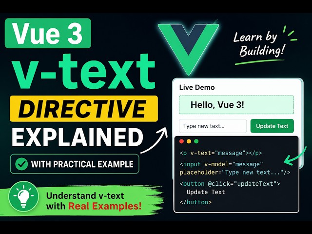 Vue 3 v-text Directive Explained with Practical Example | Vue.js Tutorial