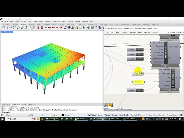 32 - Optimized Geometry of Frame with Stairs Cores at Mid #Grasshopper #OpenSees