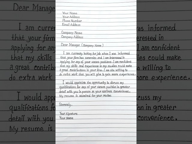 JOB Application || How to write JOB Application  #shorts