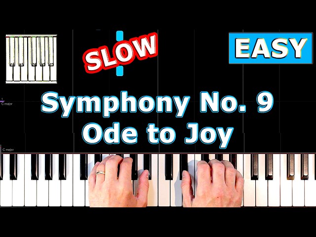 Beethoven - Ode To Joy - Symphony No 9 - SLOW Piano Tutorial EASY