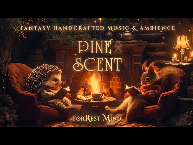 Pine Scent 🌲 Reading Ambience & Soft Fantasy Background Music For Sleep or Read • Cozy 🌙 Fireplace
