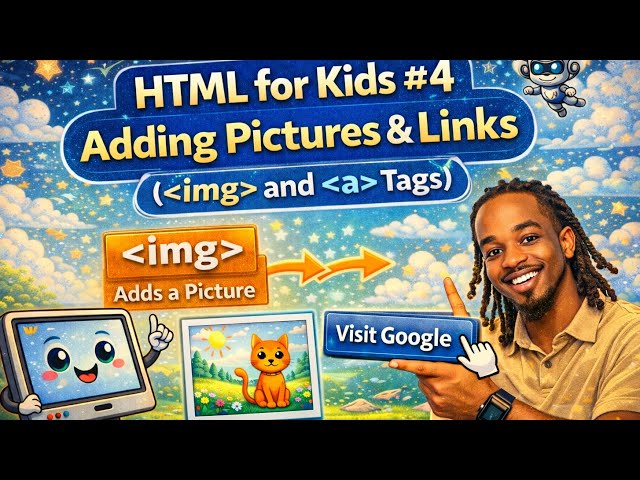 HTML for Kids Part 4 | Adding Pictures & Links (img and a Tags)