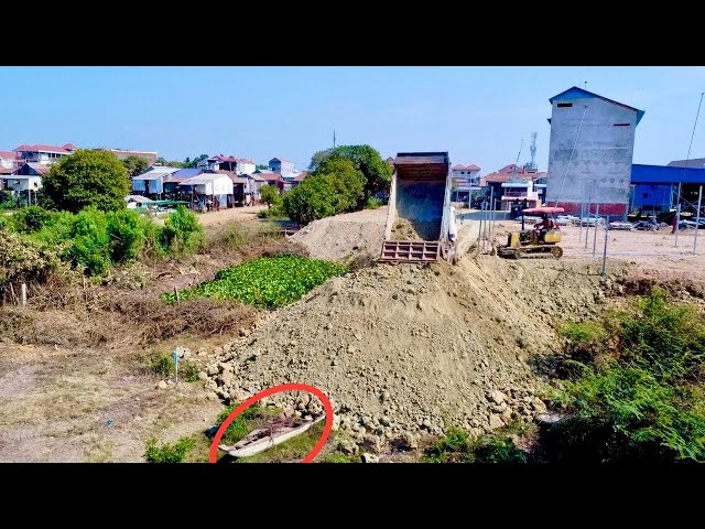 Interesting Project!! Huge Mini Komatsu dozer Pushing Soil Filling Soil make Dam.