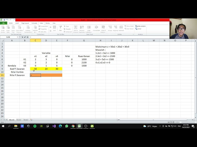 Metode Simpleks Menggunakan Microsoft Excel (Solver)