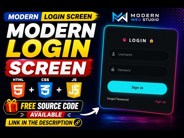 Modern Login Screen Using HTML CSS & JavaScript | Glassmorphism UI | Free Source Code