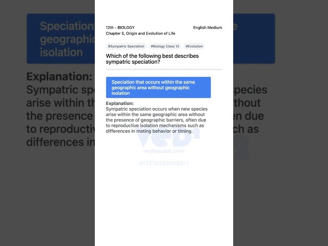 Understanding Sympatric Speciation 12th Biology Chapter 5