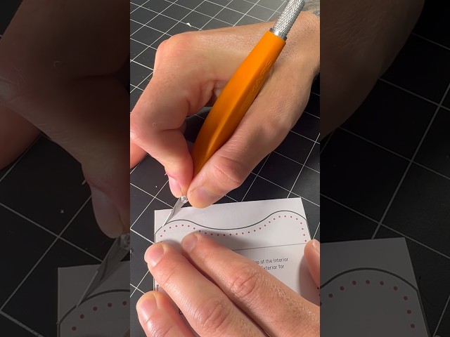 Cutting out leather patterns #satisfying #leather #leathertok #leatherasmr #leatherworker #wallet