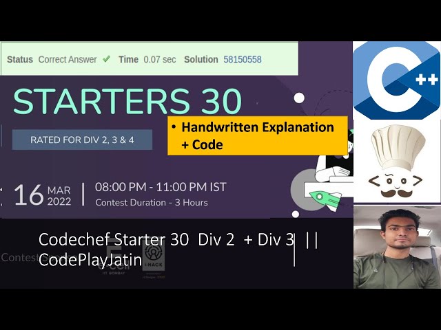 Codechef Starter 30 Rated Solution Div 2 & Div 3