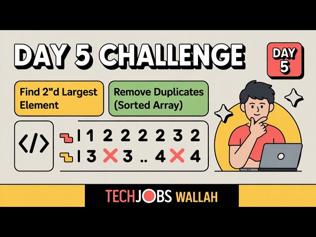 Find Second Largest Element in Array | Remove duplicates from Sorted Array  | Day 5