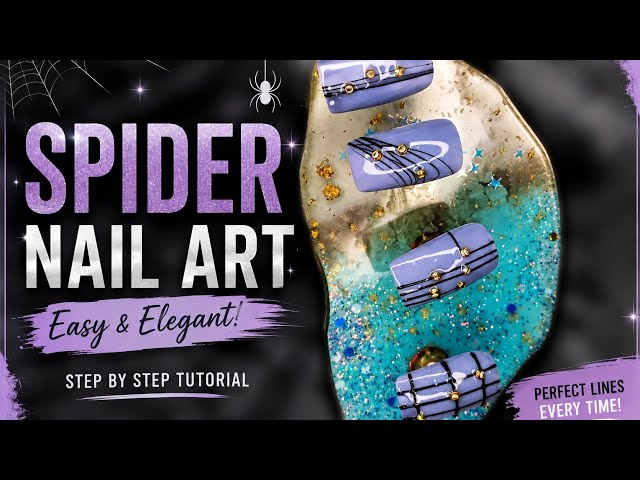 🎬 TITLE:Spider Nail Art 🕷️💜 |Easy & Elegant Nail Art Tutorial Step by Step  Perfect Lines Every Time