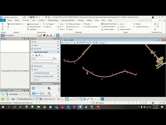 OpenRoads: 0 Elevation Vertical Profiles, Modifying Horizontal Stationing, and Complex Redefine