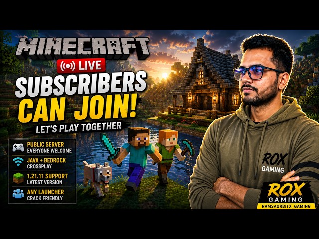 MINECRAFT LIVE 🔴 | PUBLIC SERVER! JAVA + BEDROCK + POCKET EDITION ❤️ JOIN NOW! (HINDI)