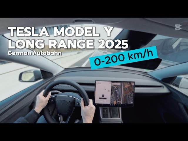 Acceleration Model Y Long Range 2025 Juniper // 0-205 km/h // German Autobahn