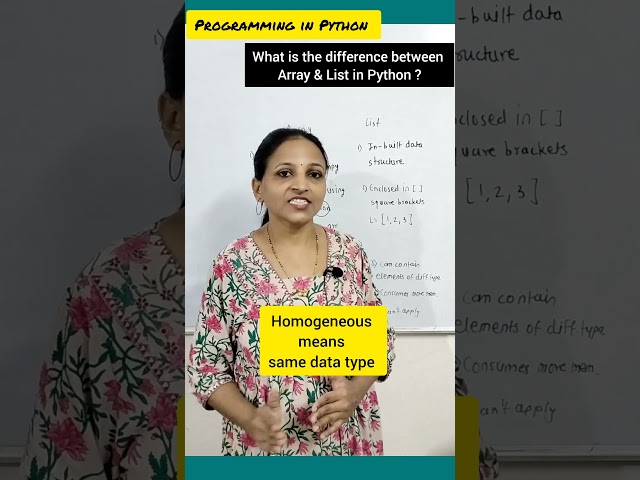 what is the difference between Array & List in Python? #education #pythonprogramming
