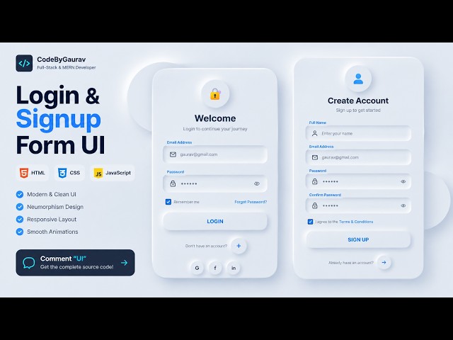 Build a Login & Signup Form using HTML CSS JS | Full Project