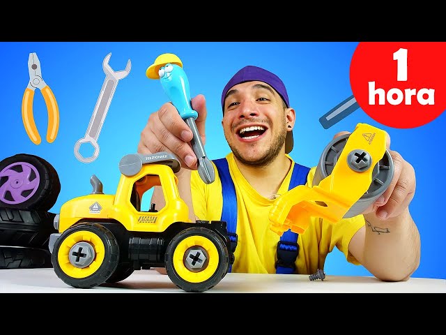 Coches de juguete. Vídeos para chicos. Juegos de tunear y reparar coches. El tractor Johnny.