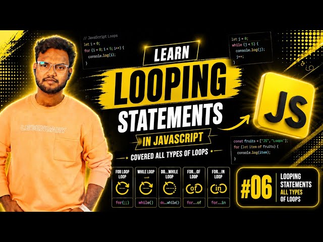 Looping Statements in JavaScript in Telugu 🔥 | for, while, do while & for of | JS Course #06
