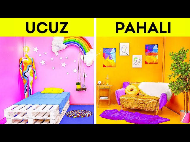 HAVALI ODA DÖNÜŞTÜRME MEYDAN OKUMASI || Zengin ve Fakir | Odandaki Ucuz Ve Pahalı Eşyalar 123 GO!