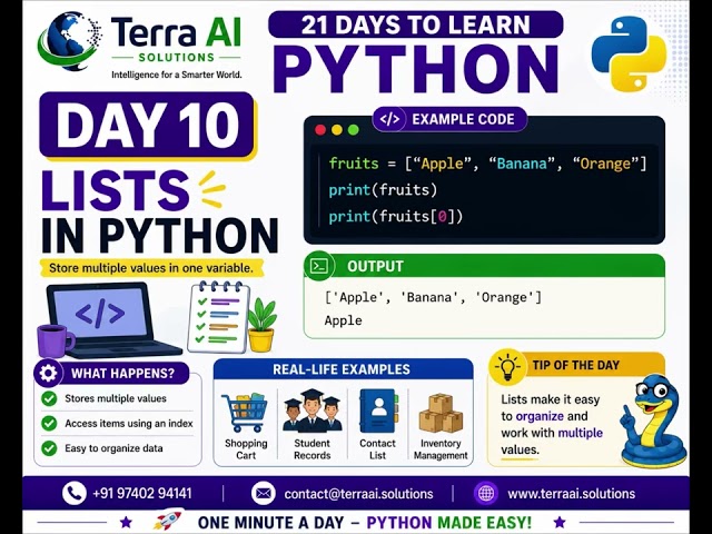 Learn Python in 21 Days – Day 10 | Lists in Python Explained for Beginners