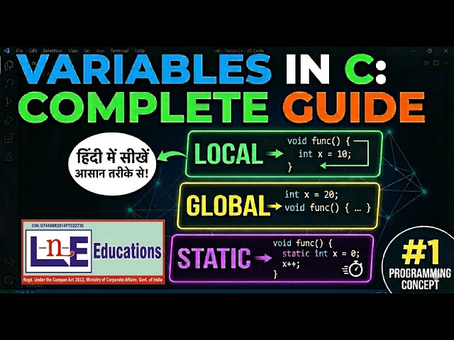 Complete Explanation: Local, Global and Static Variables in C Language || LnE Educations