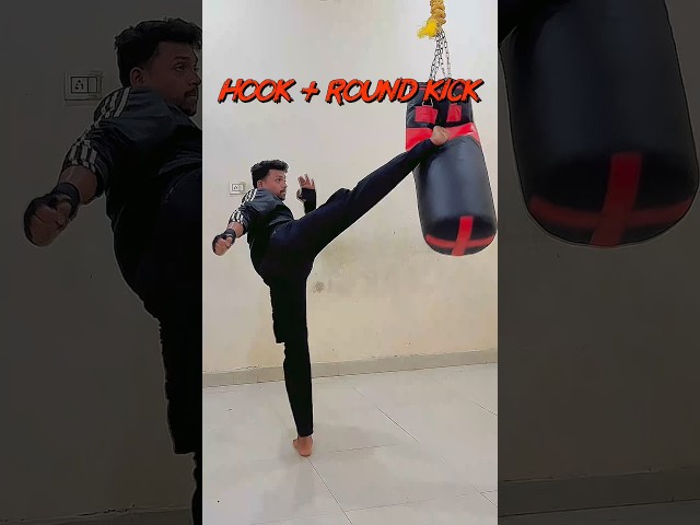 Hook + Round kick 🔥✅ #hook #round #kick #mma #training #tutorial #fight