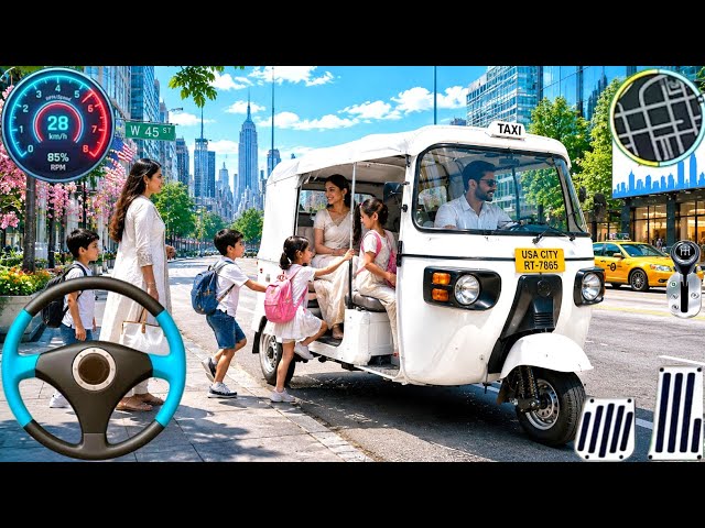Juego de conducir Tuk Tuk Rickshaw, transporte de pasajeros y servicio de recogida en EE. UU. ¡Nu...