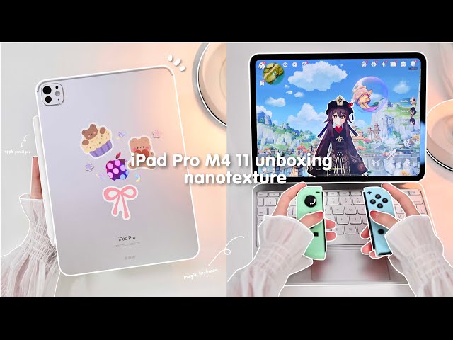 ✨ NUEVO iPad Pro M4 11" Plata 1TB Nanotextura 💜 desempaquetado estético 📦 paperlike｜accesorios