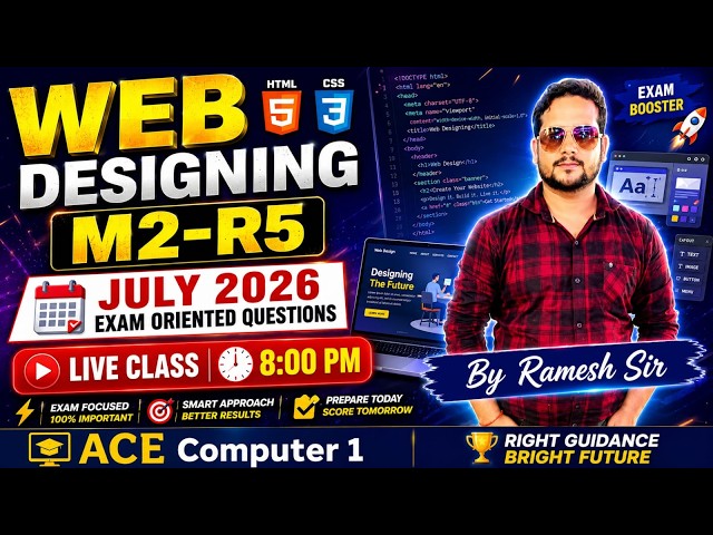 O Level M2-R5 Web Designing MCQ 100 Questions | NIELIT O Level Web Designing Most Important MCQ 2026