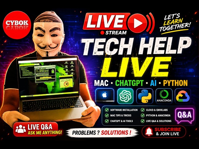 🔴 LIVE: MacBook, ChatGPT, AI & Python Help | Ask Me Anything | CYBOK
