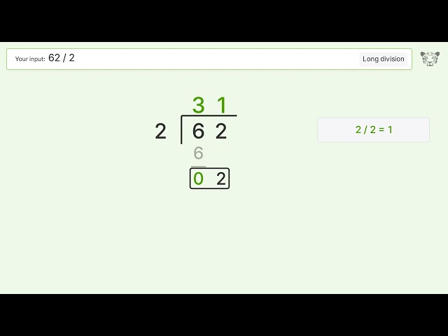 Long Division Problem 62/2: Step-by-Step Video Solution