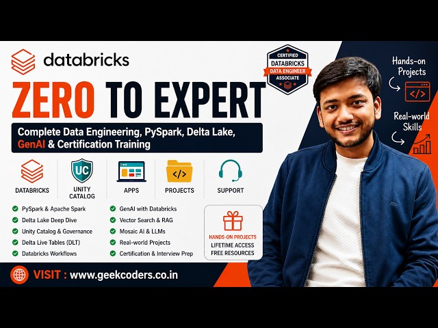 Databricks Zero to Expert Course | PySpark, Delta Lake, GenAI & Certification Training