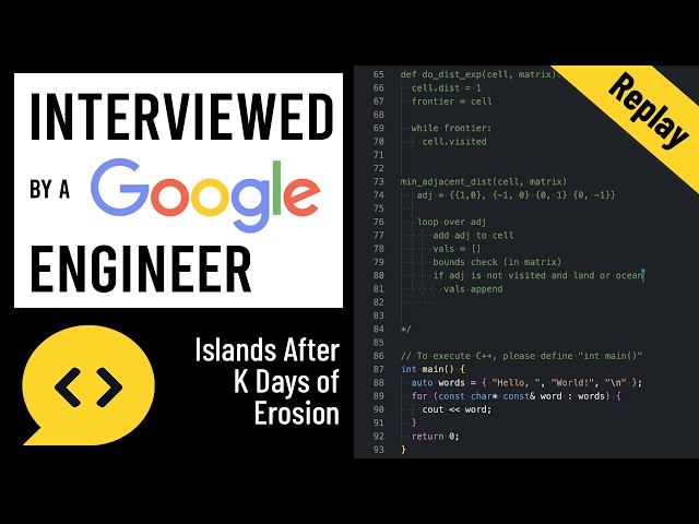 Islands After K Days of Erosion: C++ Interview with a Google Engineer