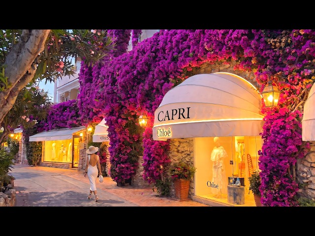 🇮🇹 [4K] Paseo vespertino por Capri | Un recorrido por la isla más glamurosa de Italia
