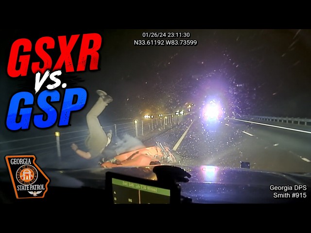 Georgia State Patrol Forces Fleeing Suzuki GSXR Into Cable Barrier