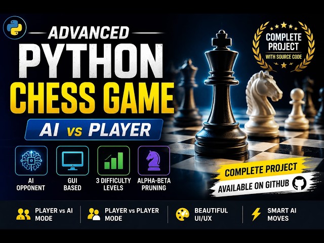 🧠 Advanced Python Chess Game Project | 🤖 AI vs Player | 💻 GUI + Alpha-Beta Pruning