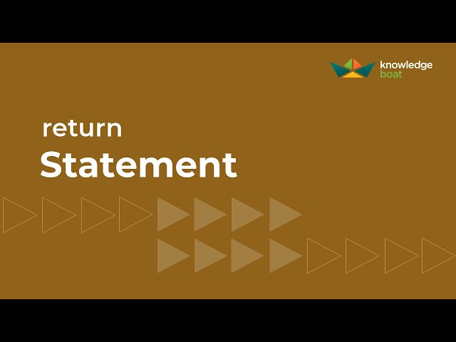 return Statement | ICSE Computer Applications | Java & BlueJ