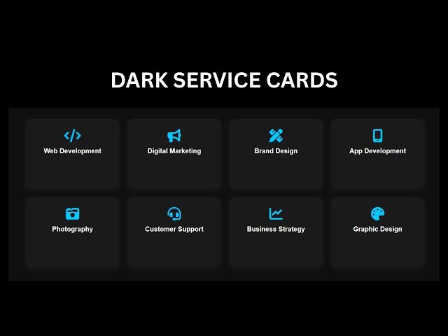 Stylish Service Cards UI Design in HTML & CSS | Dark Theme + Hover Effect
