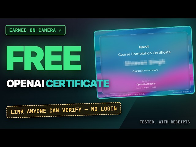 OpenAI Will Certify You For FREE — I Earned It On Camera (and Anthropic Can't Match One Thing)