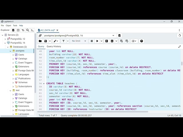 Postgresql pgAdmin 4, creating tables in database