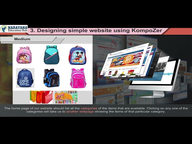 DESIGNING SIMPLE WEBSITE USING KOMPOZER | Class 12 Computer Ch 3 | Animated | Narayana Education Hub