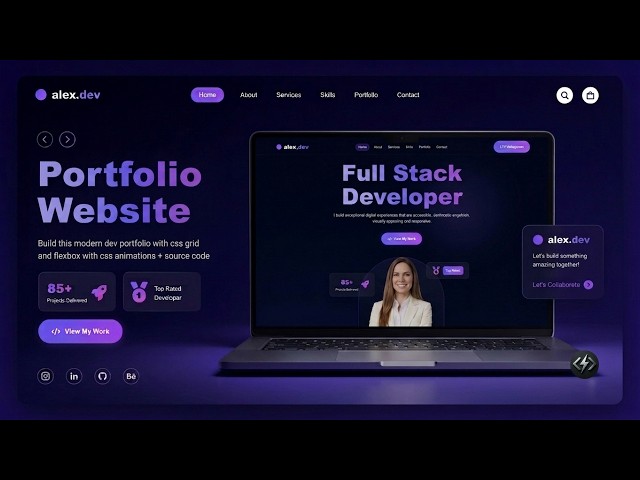 Build a Responsive Portfolio Website From Scratch with CSS Grid & Flexbox | HTML CSS Full course