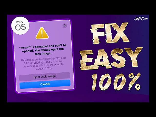 [SLOVED] Install is damaged and can't be opened. You should eject (or move to trash) the disk image